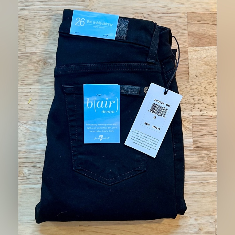 NWT 7 For All Man Kind Black B(air) Skinny